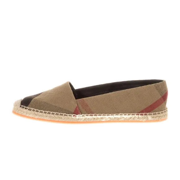 Burberry Neutrals House Check Pattern Canvas Espadrilles