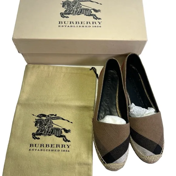 Burberry Neutrals House Check Pattern Canvas Espadrilles