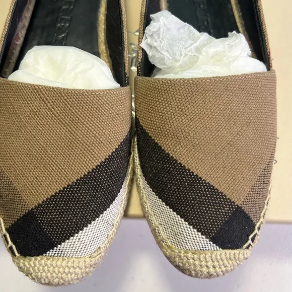 Burberry Neutrals House Check Pattern Canvas Espadrilles