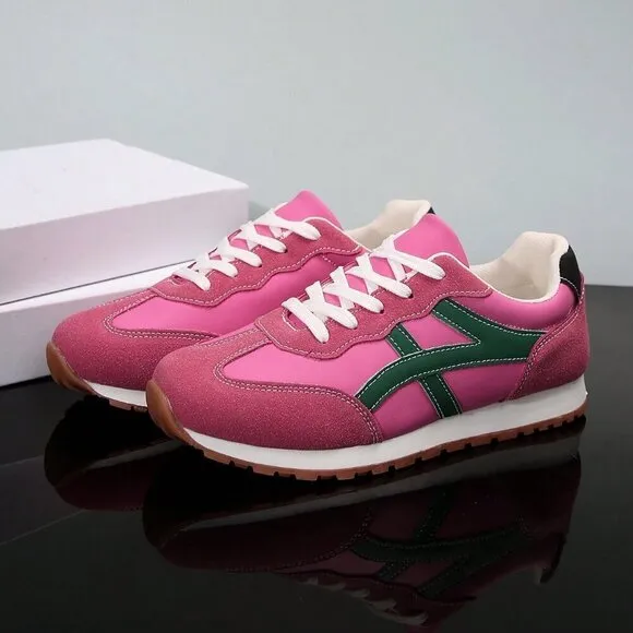 Burgundy Casual Women's Patchwork Sneakers