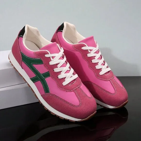 Burgundy Casual Women's Patchwork Sneakers