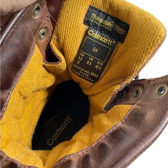 Carhartt  3933 Waterproof Insulated 8 inch Logger Boots size 9.5D