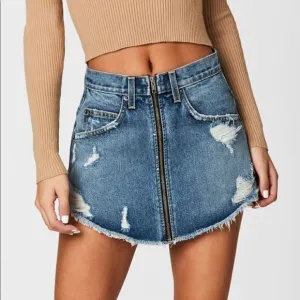 Carmar Distressed Zip-Up Denim Miniskirt size 27