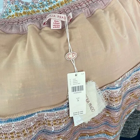 Cecilia Prado $198 New Knitted Tiered Hem Smocked Waist Mini Skirt S