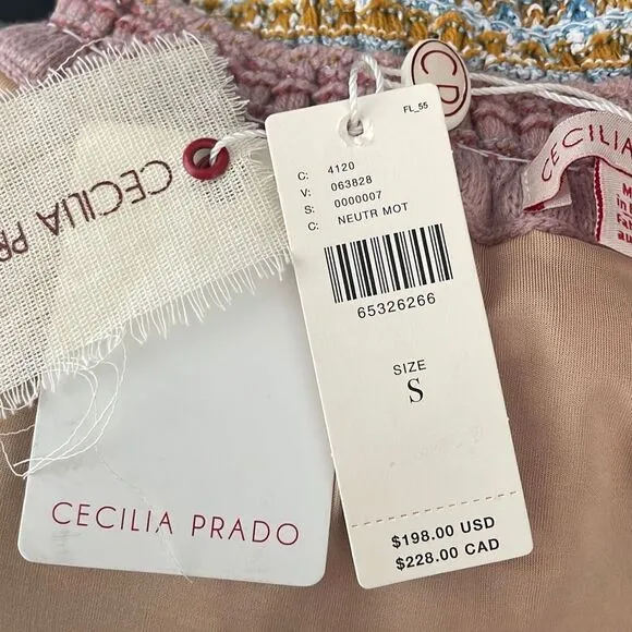 Cecilia Prado $198 New Knitted Tiered Hem Smocked Waist Mini Skirt S