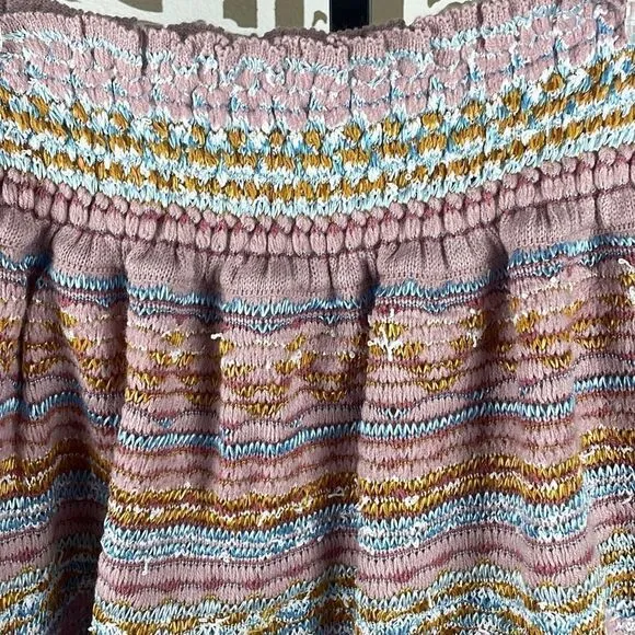 Cecilia Prado $198 New Knitted Tiered Hem Smocked Waist Mini Skirt S