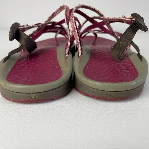 Chaco Dark Pink White Strappy Sandals Size 8