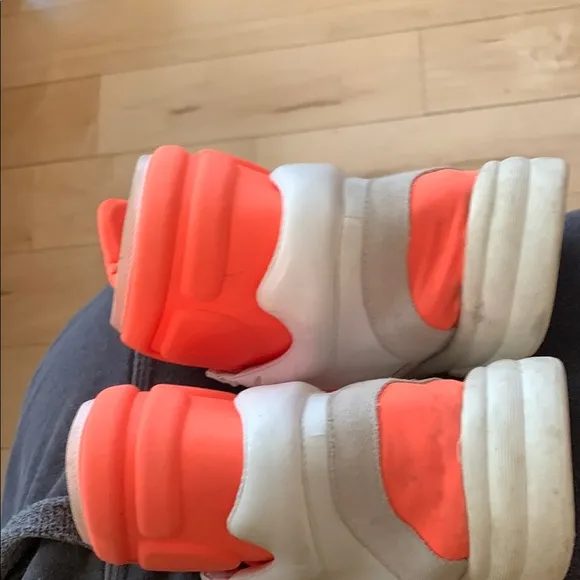 Chanel High-Top Sneakers in Bright Orange and grey and wht