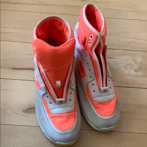 Chanel High-Top Sneakers in Bright Orange and grey and wht