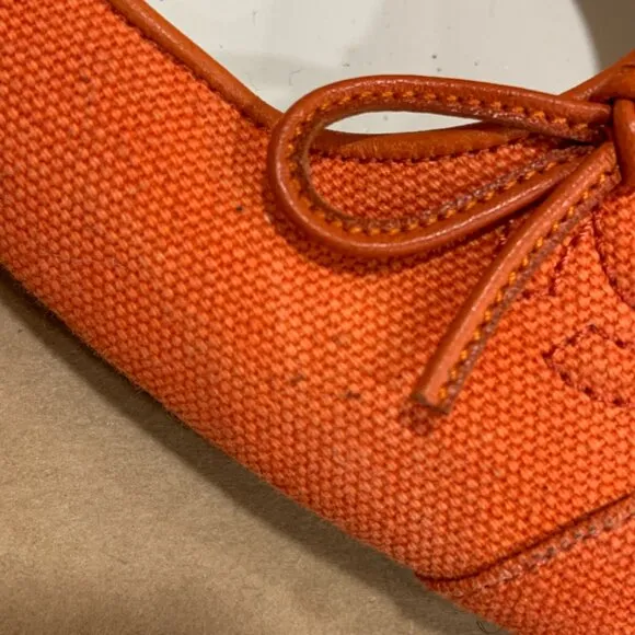 CHANEL Orange Ballet Flats with Bow