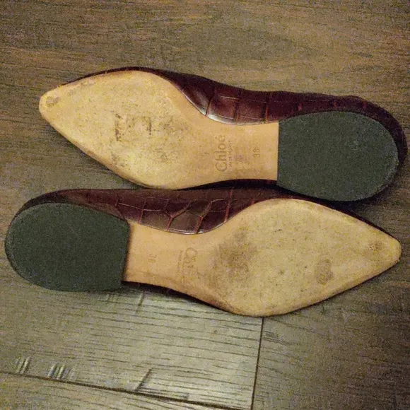 Chloé Croc-Embossed Leather Ballet Flat