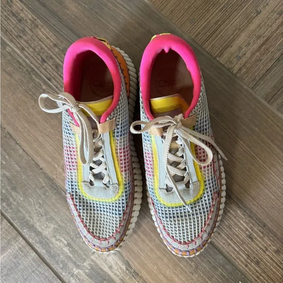CHLOÉ  Nama Stitch Walking Sneakers in Pop Orange size 41