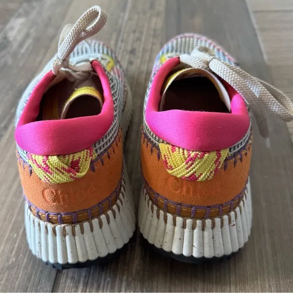 CHLOÉ  Nama Stitch Walking Sneakers in Pop Orange size 41