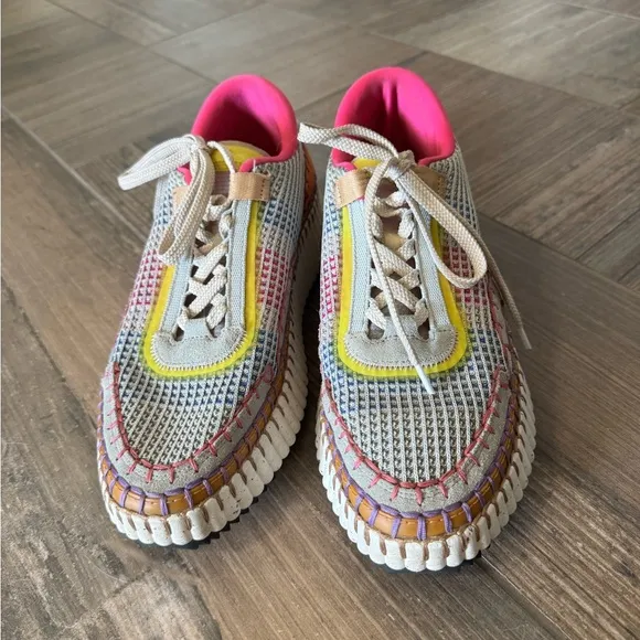 CHLOÉ  Nama Stitch Walking Sneakers in Pop Orange size 41