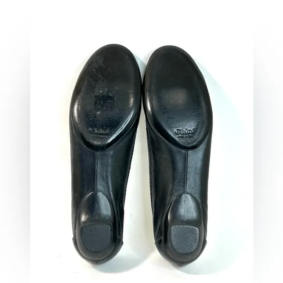 Chloe Black Leather Ballet Flats Brass Logo Nameplate Vintage size 41 / 11 US