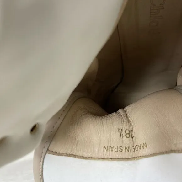Chloe high top wedge sneakers in white suede and tan leather trim size E…