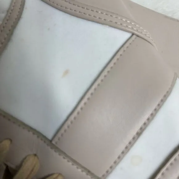 Chloe high top wedge sneakers in white suede and tan leather trim size E…