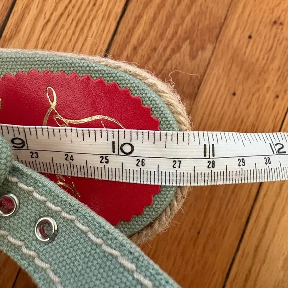 Christian Louboutin Fabric Wedge Espadrille Heels Light Sage Green size 41