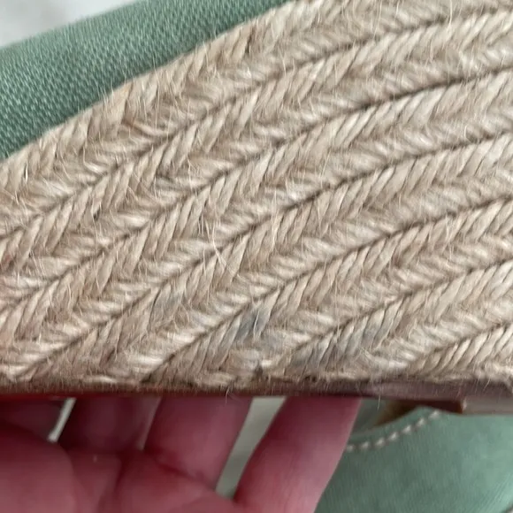Christian Louboutin Fabric Wedge Espadrille Heels Light Sage Green size 41