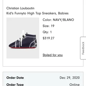 Christian Louboutin Navy and White Kid's Funnyto High Top Sneakers