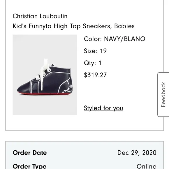 Christian Louboutin Navy and White Kid's Funnyto High Top Sneakers