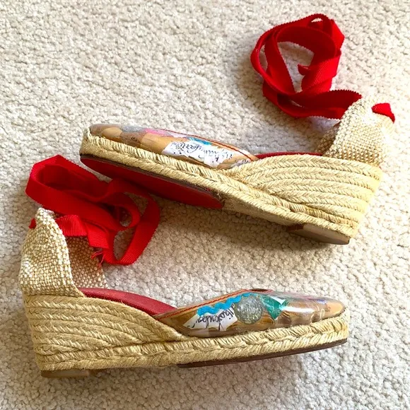 CHRISTIAN LOUBOUTIN  Wedge lace up espadrilles