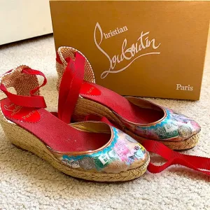 CHRISTIAN LOUBOUTIN  Wedge lace up espadrilles