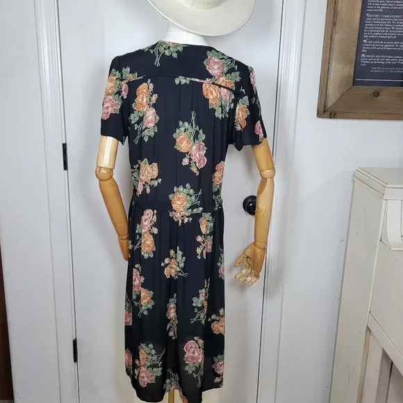Christy Dawn Black Floral Spring Dress Size XL