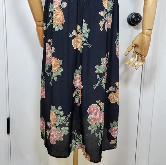 Christy Dawn Black Floral Spring Dress Size XL