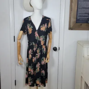 Christy Dawn Black Floral Spring Dress Size XL