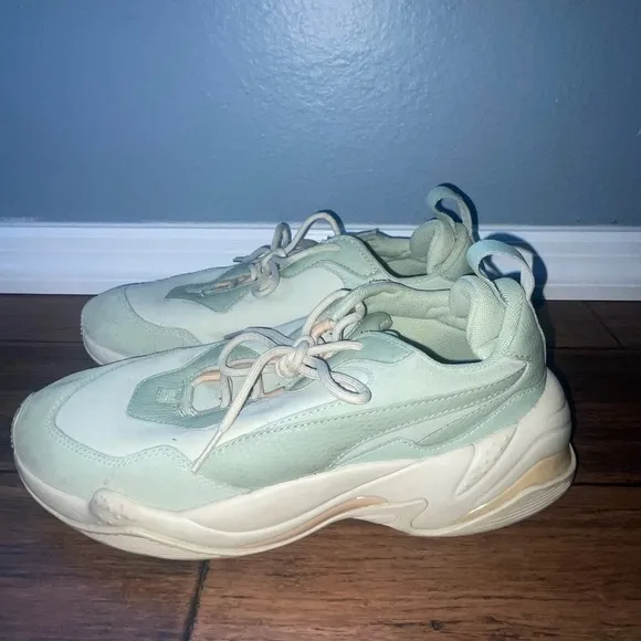 Chunky sneakers dad sneakers suede sneakers mint green neutral sneakers puma