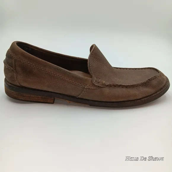 Clarks Men's 9 Classic Leather Loafers Dress Shoes Comfort Slip On Brown
