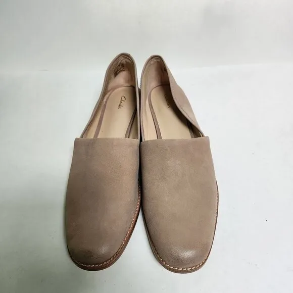 Clarks New Pure Easy Sand Leather Slip On Loafers Size 11M