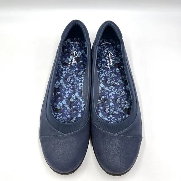 Clarks Women's Size 10 Navy Blue Slip On Ballet Flats Comfort Shoes