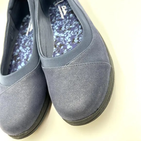 Clarks Women's Size 10 Navy Blue Slip On Ballet Flats Comfort Shoes
