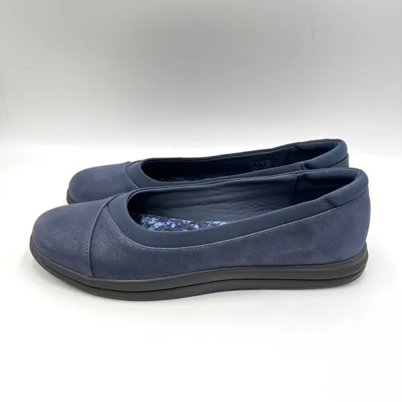 Clarks Women's Size 10 Navy Blue Slip On Ballet Flats Comfort Shoes