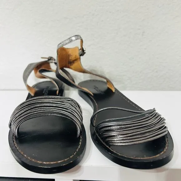 Coach Melynda Pewter Leather Cage Strappy Gladiator Adjacent Sandals Size 6