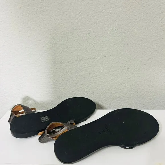 Coach Melynda Pewter Leather Cage Strappy Gladiator Adjacent Sandals Size 6