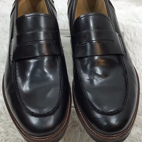 Coach men’s black leather coin loafers 10W