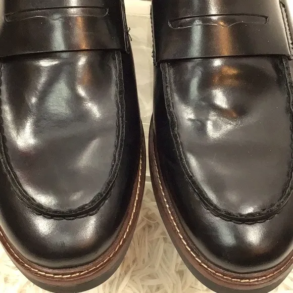 Coach men’s black leather coin loafers 10W
