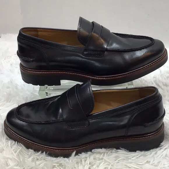 Coach men’s black leather coin loafers 10W
