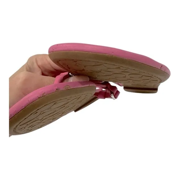 COACHJeri Leather T-strap Flat Sandals Pink Leather size 6 B