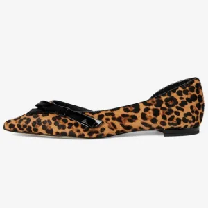 Cole Haan Ballet Flats Leopard Print Size 7 Noella Bow Skimmer Point Toe
