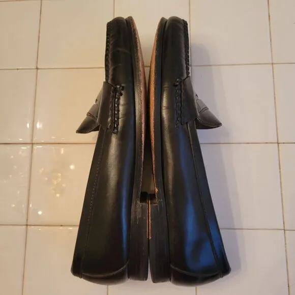 Cole Haan Black Leather Dress Shoes Flat Strap Loafers 12D Church Business Execu