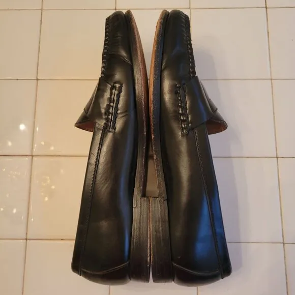 Cole Haan Black Leather Dress Shoes Flat Strap Loafers 12D Church Business Execu
