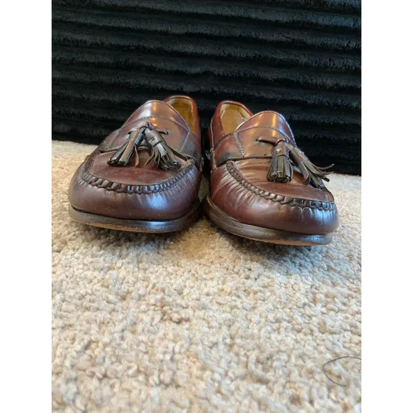 Cole Haan City Men's Leather Tassel Loafers Brown Size 10 Preppy Dark Academia