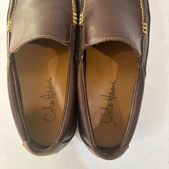 Cole Haan Men 9M Leather Tucker Venetian Driving Loafers French Roast Dark Brown