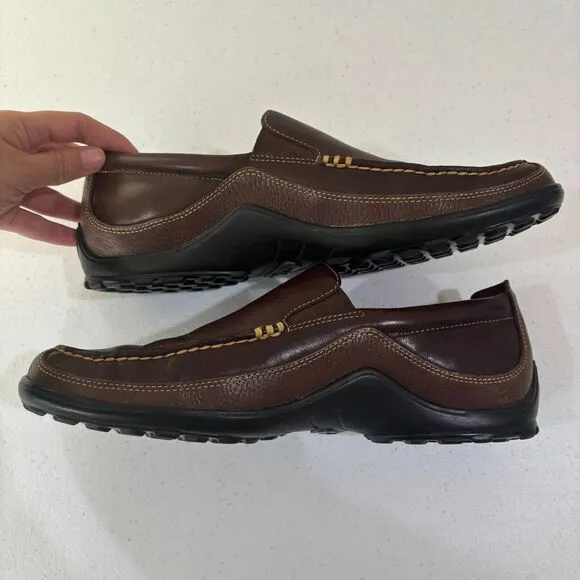 Cole Haan Men 9M Leather Tucker Venetian Driving Loafers French Roast Dark Brown