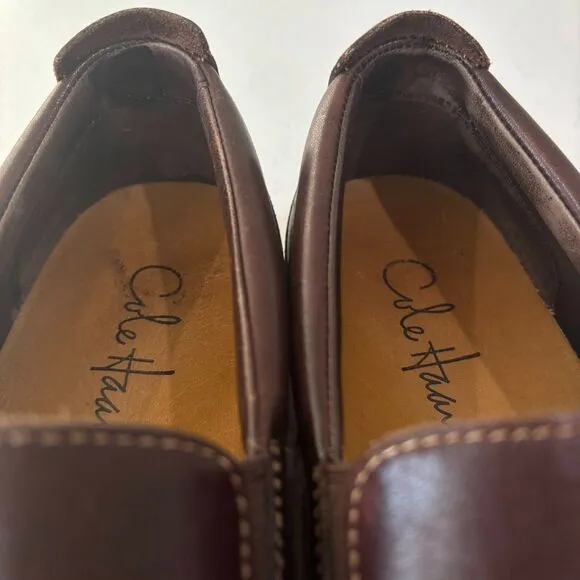 Cole Haan Men 9M Leather Tucker Venetian Driving Loafers French Roast Dark Brown