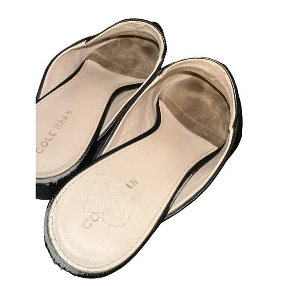 Cole Haan Mule Loafers Slip On Almond Toe Dress Black Leather Size 7B